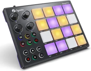 Beat Maker Machine with 16 RGB Backlit Beat Pads, TempoPAD USB Portable MIDI Drum Pad Controller, 4 Assignable Knobs, for Beginner Music Production, Black