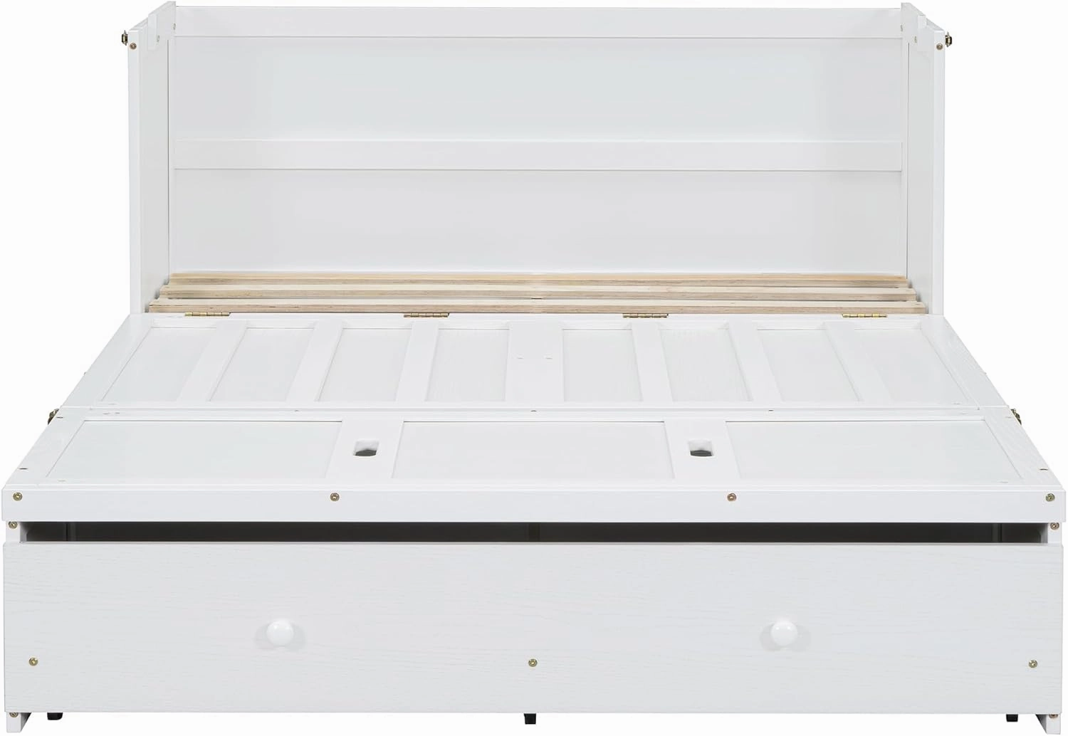 Bellemave Full Size Murphy Bed with USB Port and a Storage Large Drawer, Murphy Cabinet Bed with Large Storage Drawer,Space-Saving Hidden Platform Bed for Bedroom,Guest Room.(White)