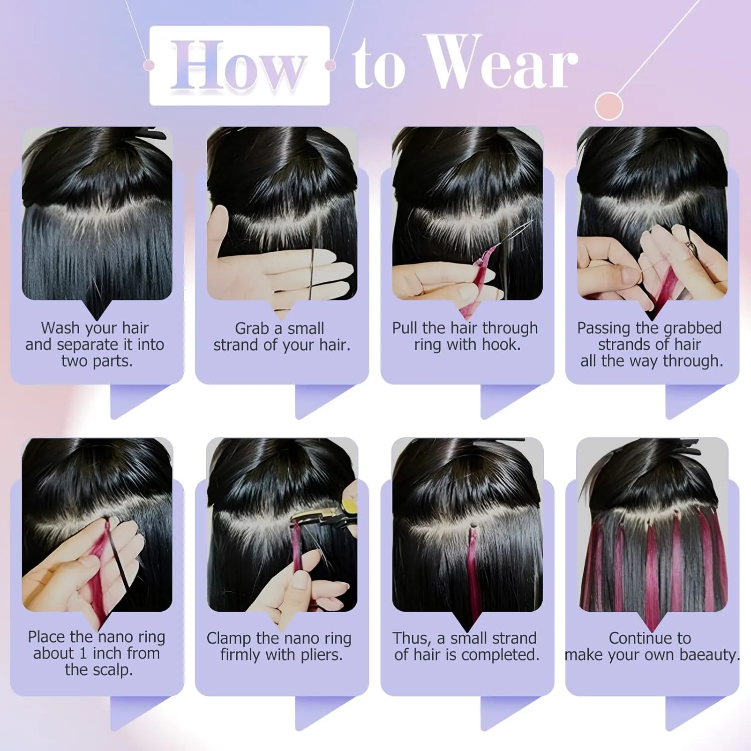 Benehair Nano Tip Human Hair Extensions Straight Cold Fushion Stick Ash Blonde&Bleach Blonde #18P613 Nano Beads Hair Extensions Real Human Hair 50 Strands 50g Natural Long Highlight Remy Hair 22Inch