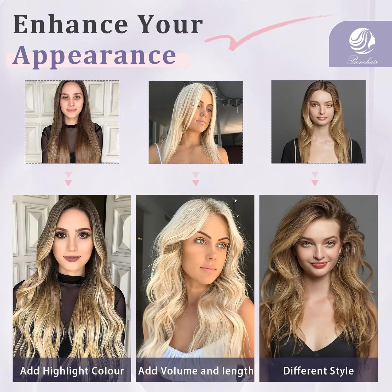 Benehair Nano Tip Human Hair Extensions Straight Cold Fushion Stick Ash Blonde&Bleach Blonde #18P613 Nano Beads Hair Extensions Real Human Hair 50 Strands 50g Natural Long Highlight Remy Hair 22Inch