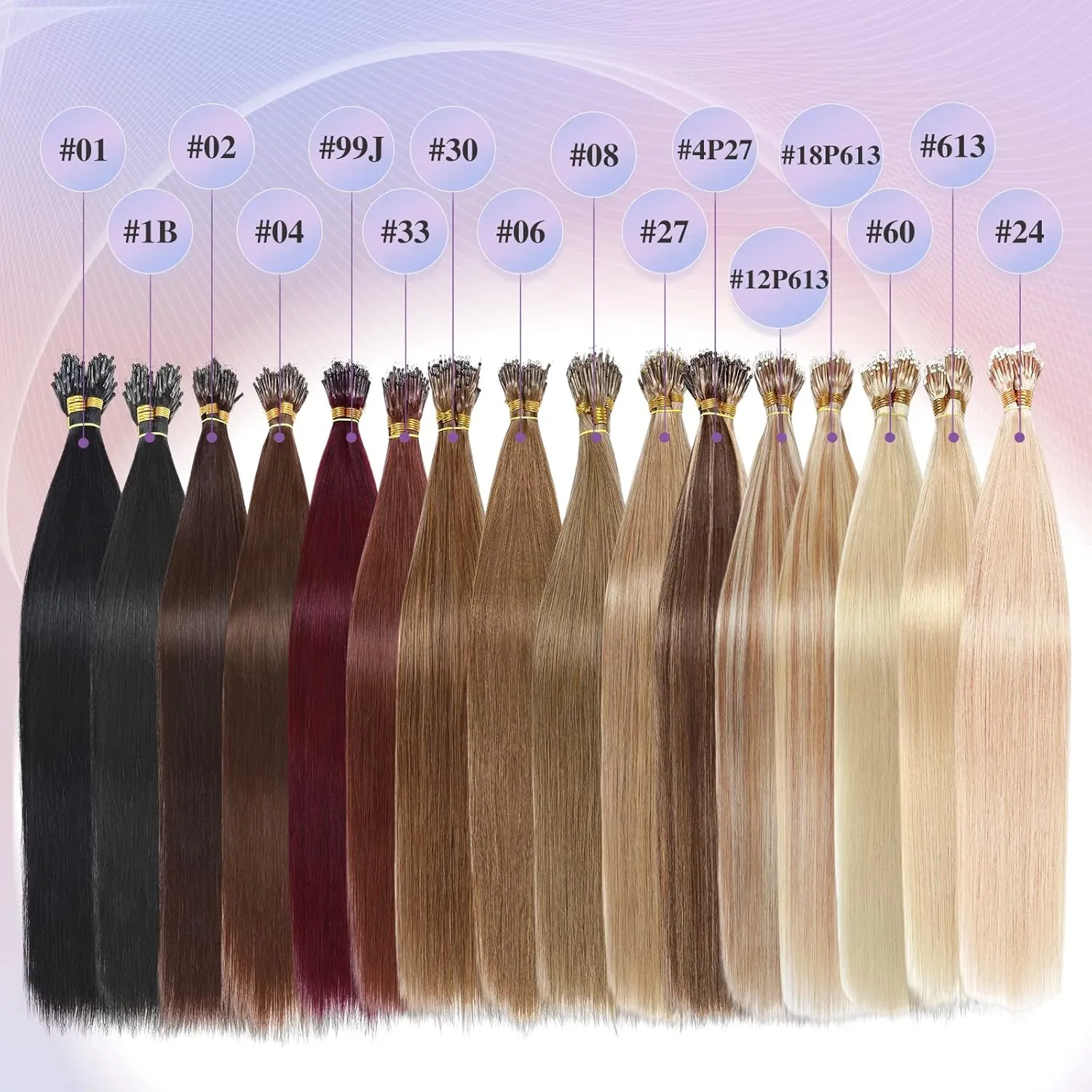 Benehair Nano Tip Human Hair Extensions Straight Cold Fushion Stick Natural Blonde #24 Nano Beads Hair Extensions Real Human Hair 50 Strands 50g Natural Long for Women Highlight Remy Hair 18Inch