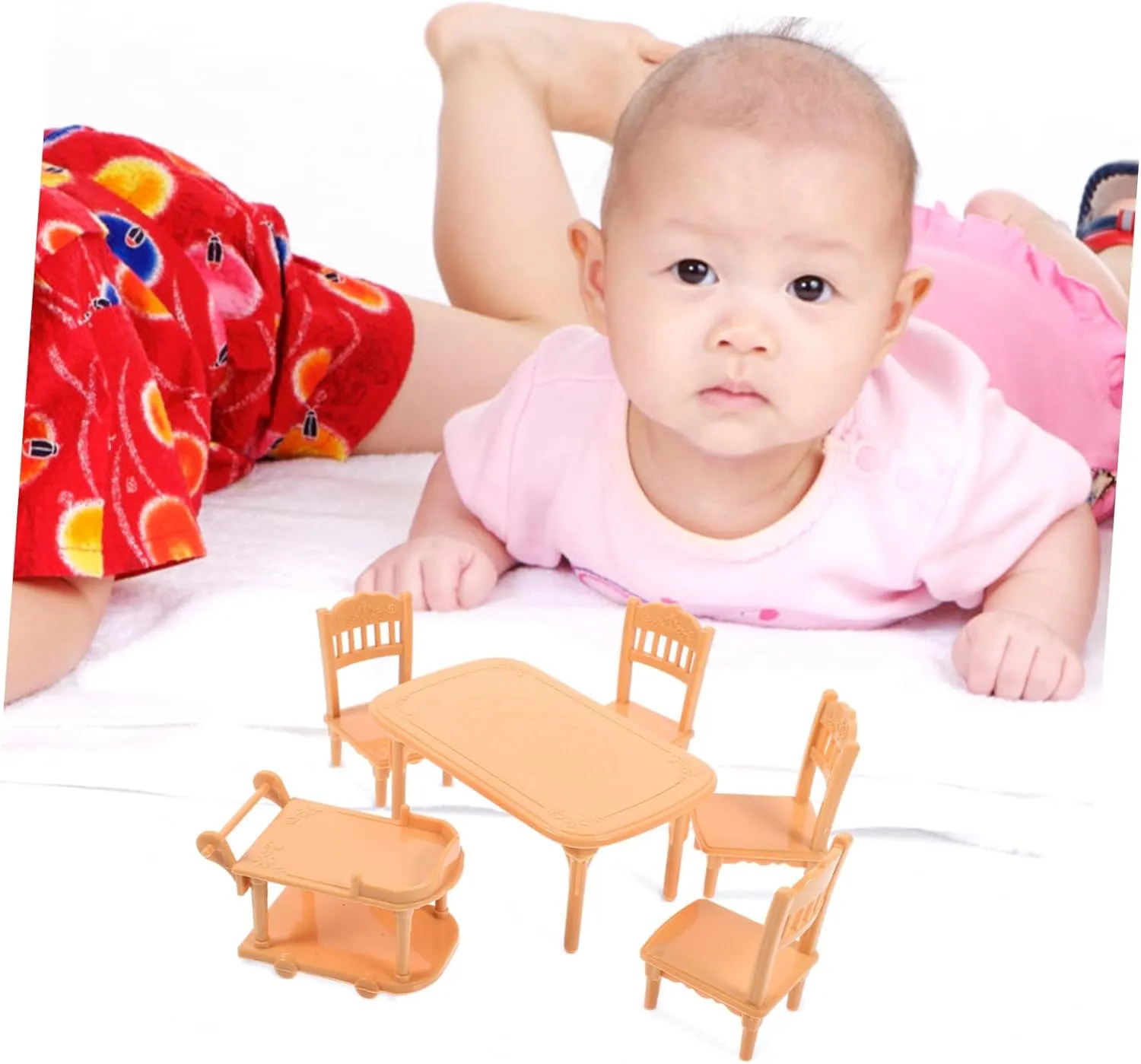 BESPORTBLE 5 Sets 1:12 Scale Miniature Dining Table Chair Set Doll House Miniature Furniture Realistic Plastic Table Chair Doll House Accessories
