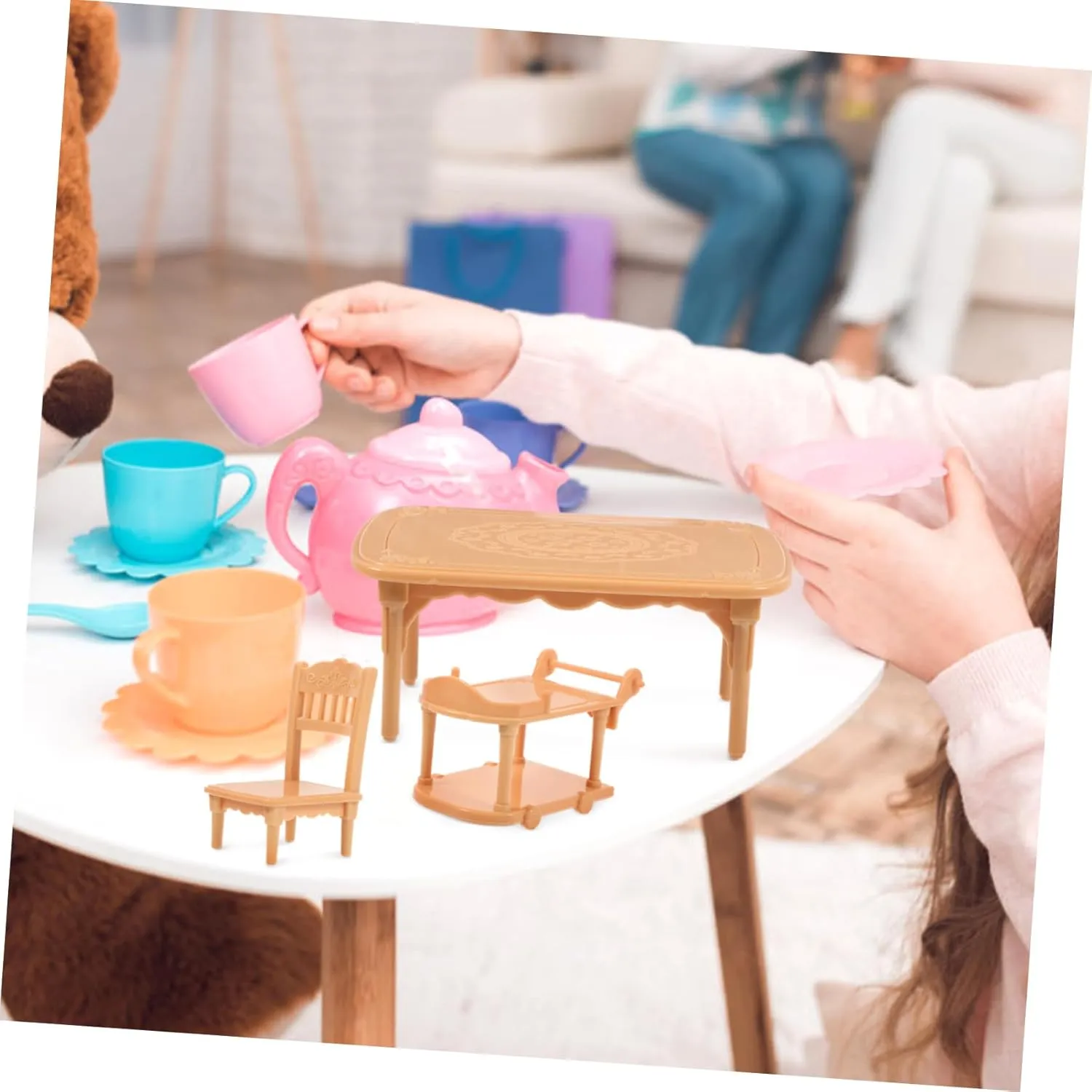 BESPORTBLE 5 Sets 1:12 Scale Miniature Dining Table Chair Set Doll House Miniature Furniture Realistic Plastic Table Chair Doll House Accessories