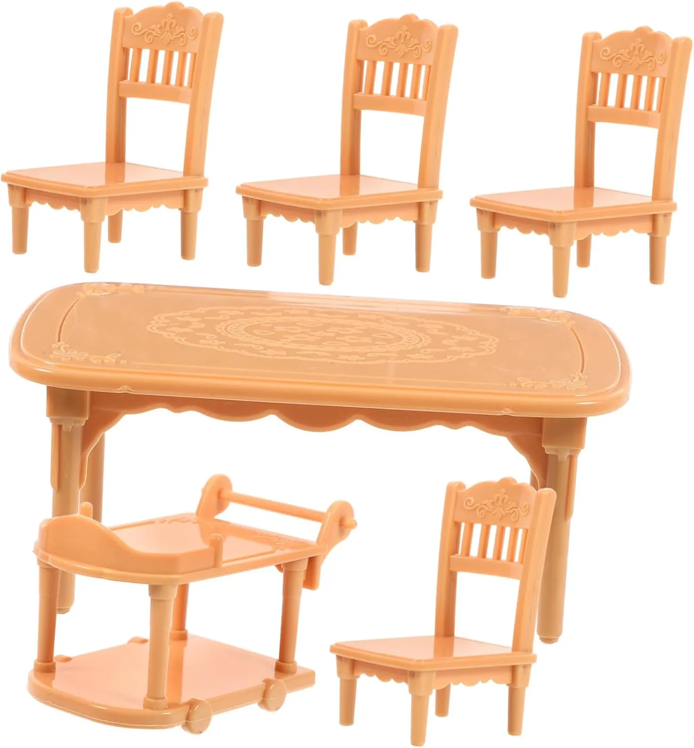 BESPORTBLE 5 Sets 1:12 Scale Miniature Dining Table Chair Set Doll House Miniature Furniture Realistic Plastic Table Chair Doll House Accessories