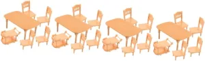 BESPORTBLE 5 Sets 1:12 Scale Miniature Dining Table Chair Set Doll House Miniature Furniture Realistic Plastic Table Chair Doll House Accessories