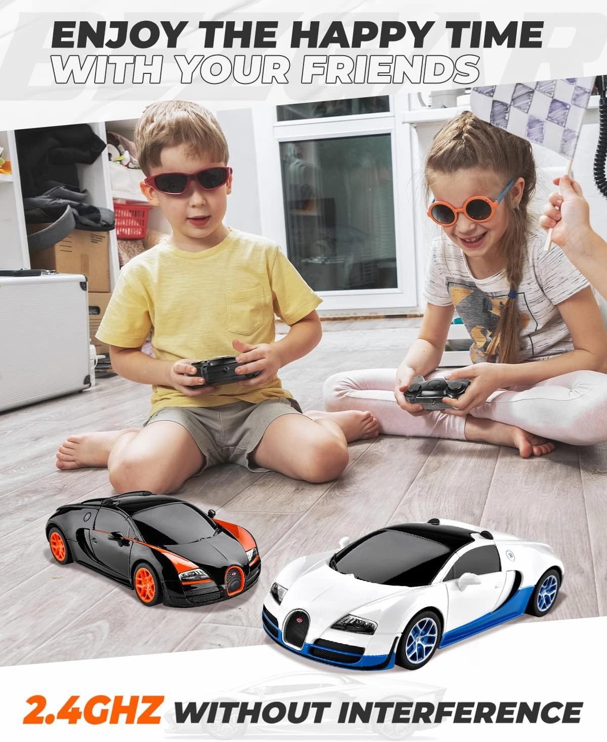 BEZGAR Bugatti Toy Car - Officially Licensed Bugatti Grand Sport Vitesse Remote Control Car,1:24 Scale Sport Racing Toy Car Model Vehicle for Kids, Adults, Girls and Boys (47000 Black)