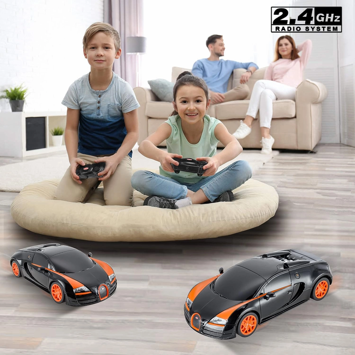 BEZGAR Bugatti Toy Car - Officially Licensed Bugatti Grand Sport Vitesse Remote Control Car,1:24 Scale Sport Racing Toy Car Model Vehicle for Kids, Adults, Girls and Boys (47000 Black)