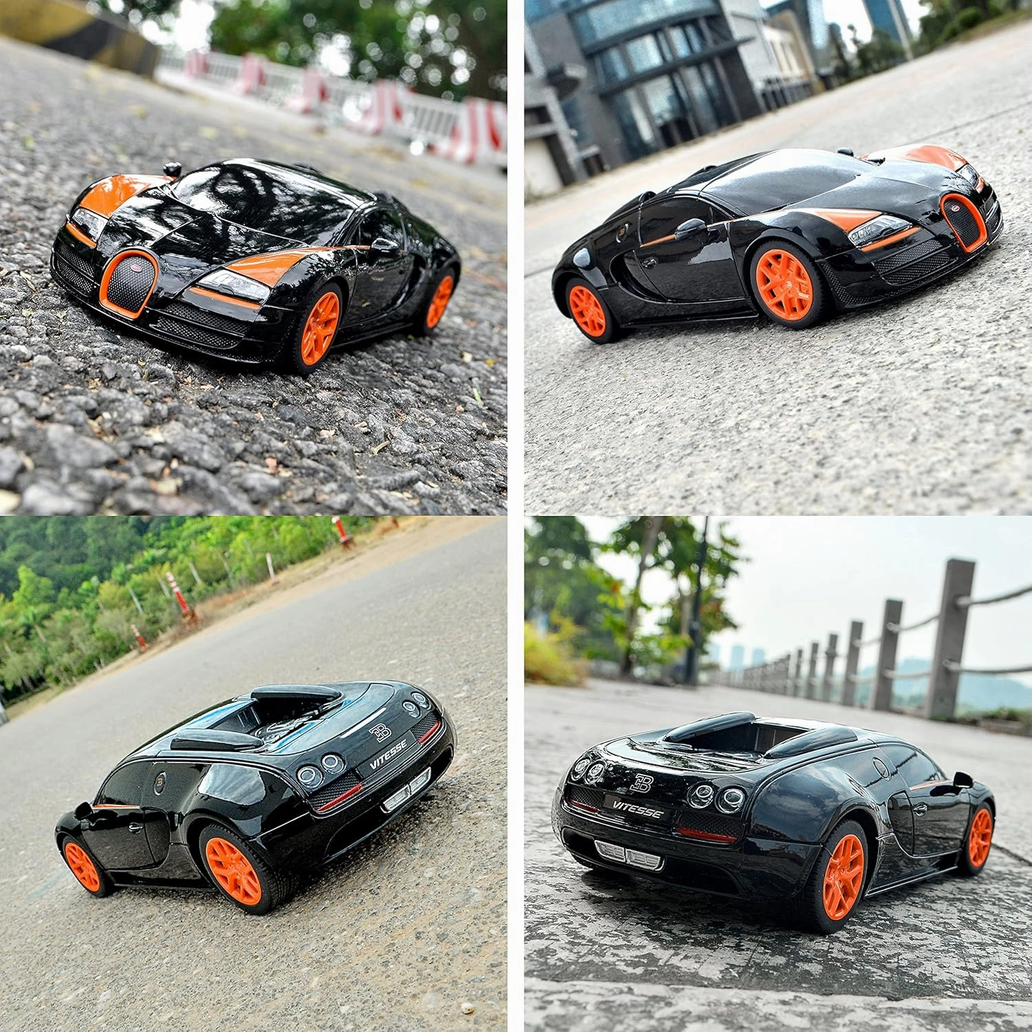 BEZGAR Bugatti Toy Car - Officially Licensed Bugatti Grand Sport Vitesse Remote Control Car,1:24 Scale Sport Racing Toy Car Model Vehicle for Kids, Adults, Girls and Boys (47000 Black)