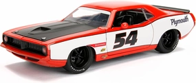 Big Time Muscle 1:24 1973 Plymouth Barracuda Die-Cast Car, Toys for Kids and Adults(Orange)
