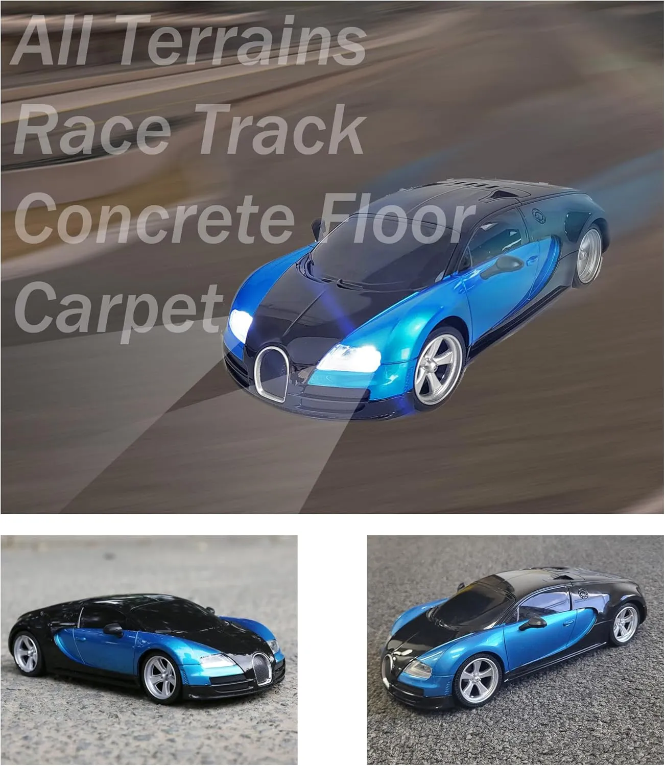 Black-Blue Lightning RC Sports Car – High-Speed Remote-Controlled Racer, 1:18 Scale, Dual Motors, Rechargeable Battery, Durable Build, Race-Ready Performance Toy Car for Kids and Adults