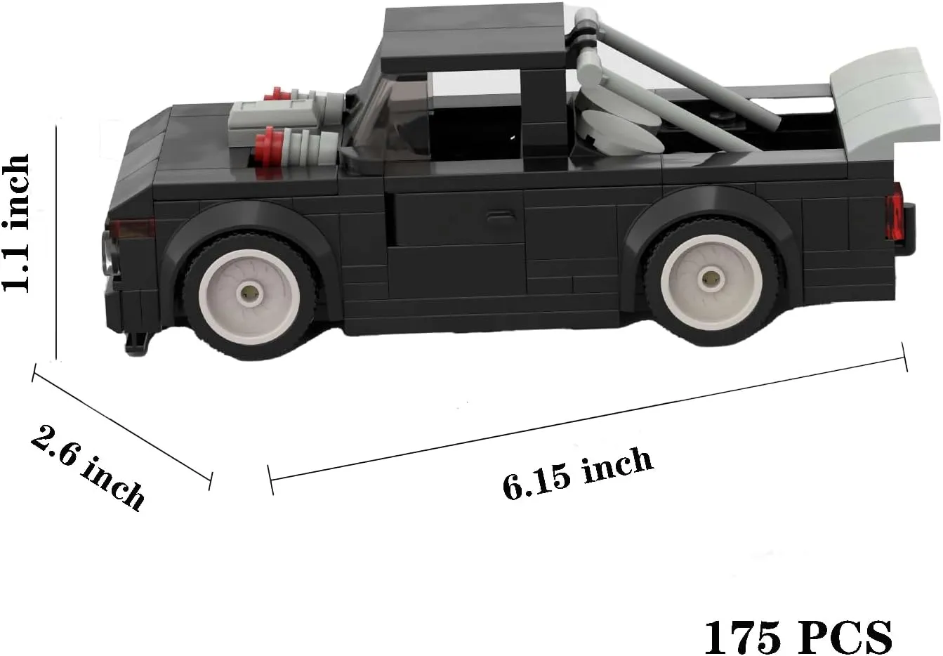 Black Pickup Truck Sports Car MOC Building Blocks,Speed Champions Cars Toy Building Sets,City Vehicle DIY Building Bricks for Kids and Adults-175 PCS