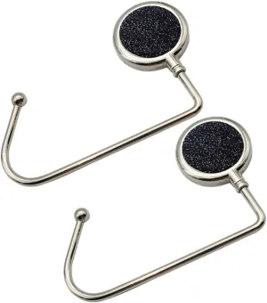 Black Purse Hook Hanger for Table Desk Bar Long Handbag Hook Safety Portable Nature Instant Swivel Top Bag Hanger Counter Home Kitchen Accessories 2pcs