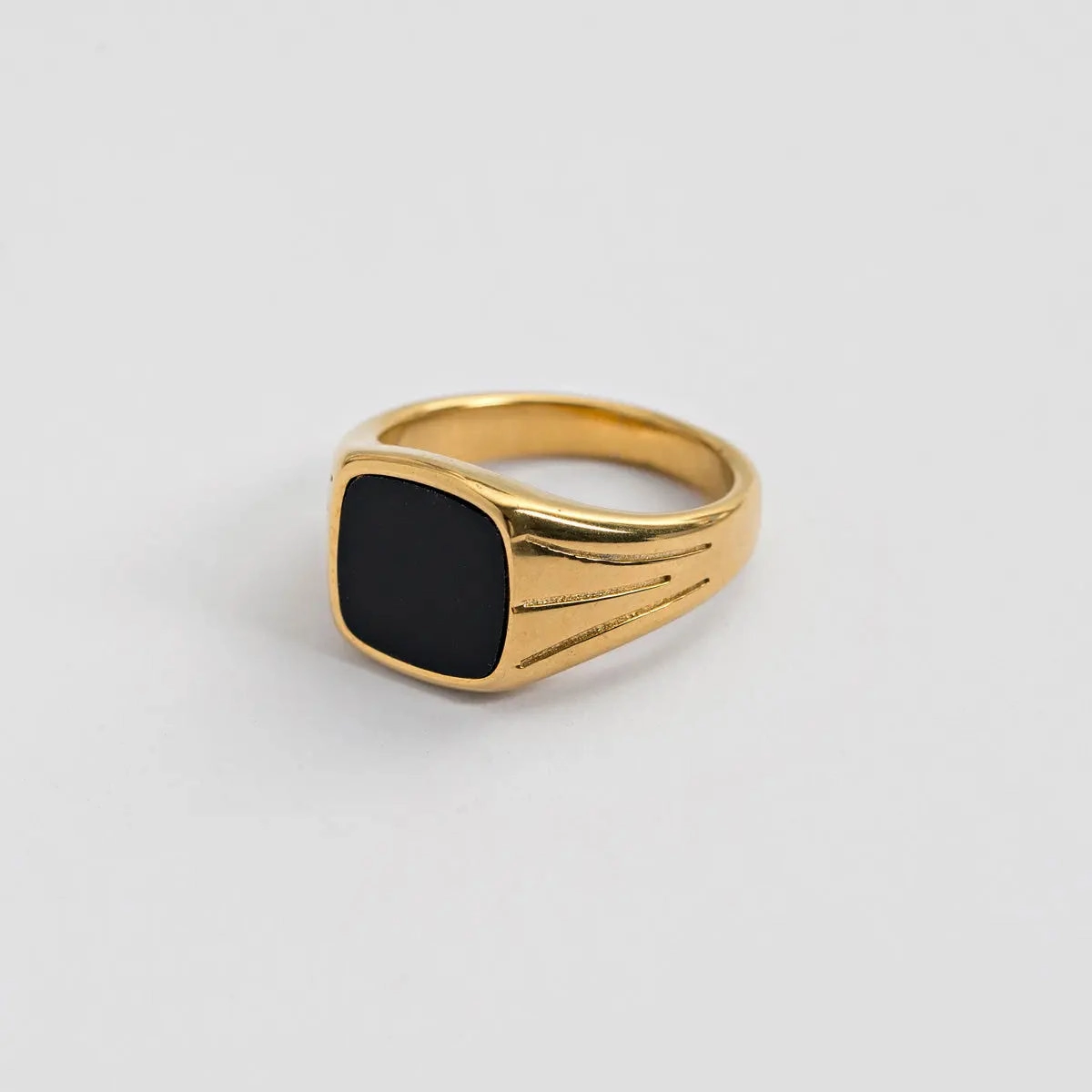Black Stone Signet Ring Stainless Steel