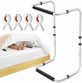 Blanket Lifter for Feet, Height Adjustable Non-Slip Blanket Lifters for Foot of Bed, Aluminum Alloy Blanket Support for Foot Knee Toes Leg Ankle Post Surgery Recovery, 4 Clips Included