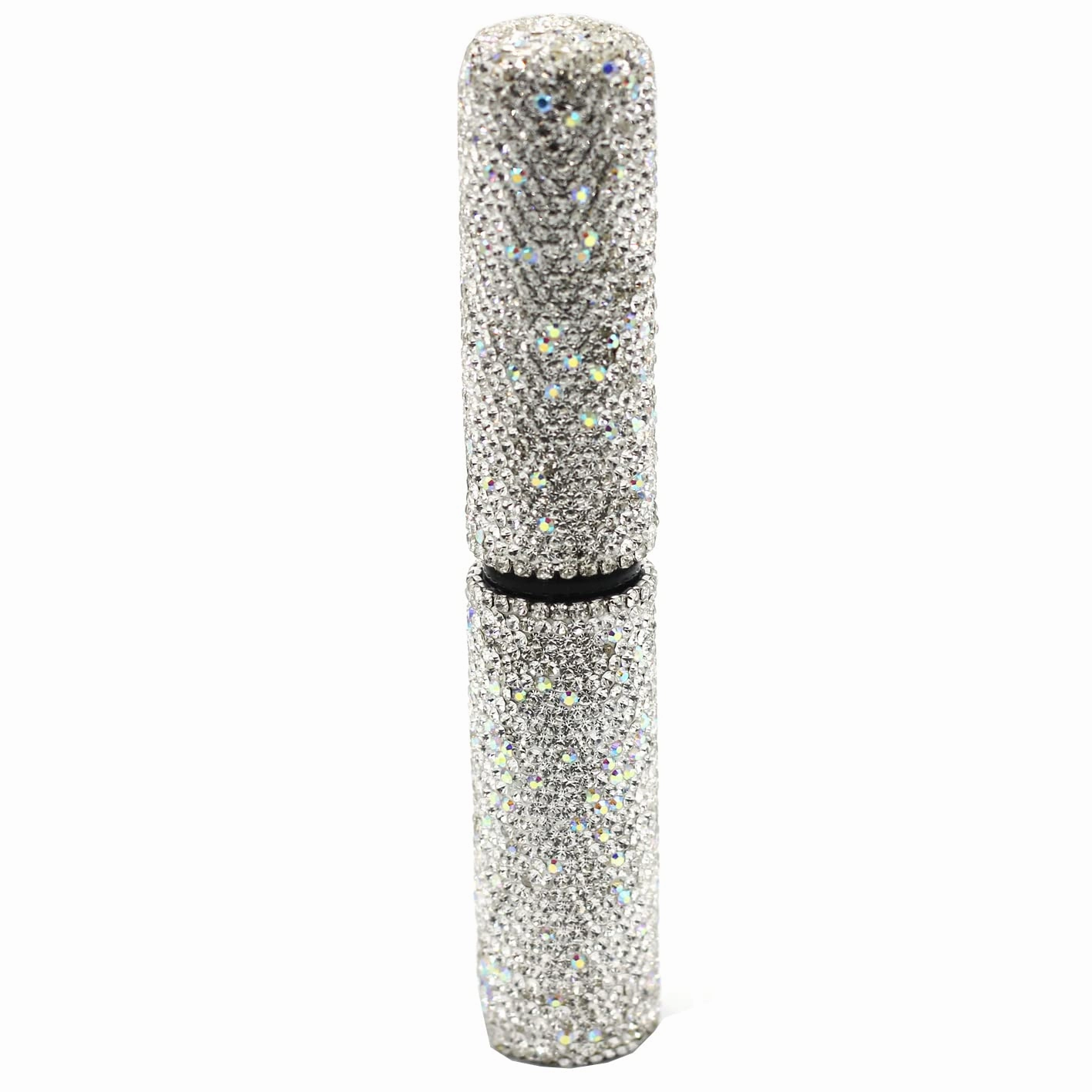 Bling Bling Portable 5-Piece Makeup Brush Set for Eyeshadow and Eyebrows with Rhinestone Barrel Packaging (Silver)