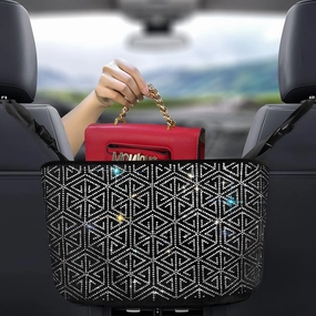 Bling Handbag Holder for Car Organizers And Storage Rhinestones Purse Holder for Car Seat Back Net Handbag Purse Accessories for Women