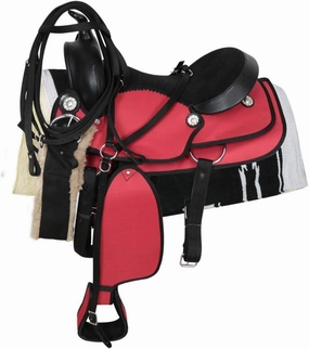 BNB International Classic Western Barrel Racing Handmade Synthetic Cordura Horse Saddle Lightweight Barrel Racing Saddle Trail Tack Equestrian Horse Saddle Tack Size 10" to 18" inches Seat SB71