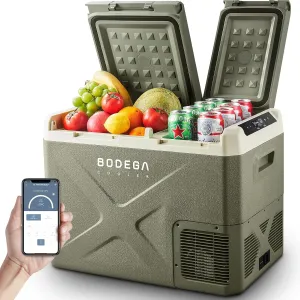 BODEGACOOLER 12 Volt Car Refrigerator, 34Quart (32L) Car Fridge Dual Zone, 12V Portable Freezer APP Control, RV Car Cooler -4℉-68℉ 12/24V DC 100-240V AC for Outdoor Camping Travel Vehicles Home Use