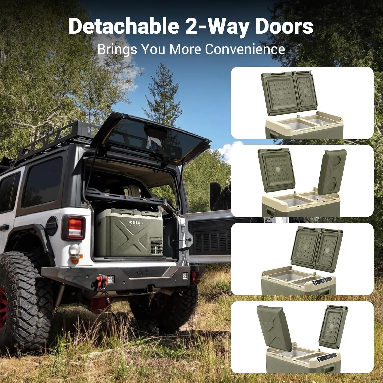 BODEGACOOLER 12 Volt Car Refrigerator, 34Quart (32L) Car Fridge Dual Zone, 12V Portable Freezer APP Control, RV Car Cooler -4℉-68℉ 12/24V DC 100-240V AC for Outdoor Camping Travel Vehicles Home Use