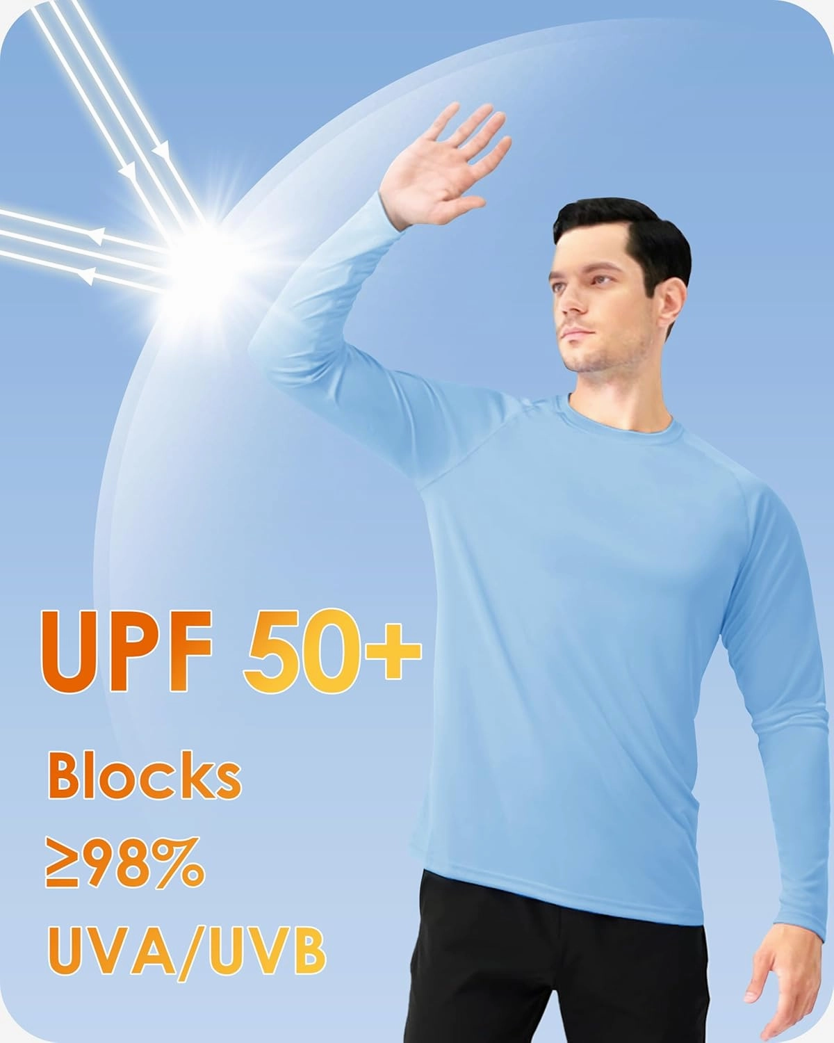 Boladeci Men's UPF 50  Sun Protection UV SPF Shirts Long Sleeve Lightweight Quick Dry Swim T-Shirts Rash Guard