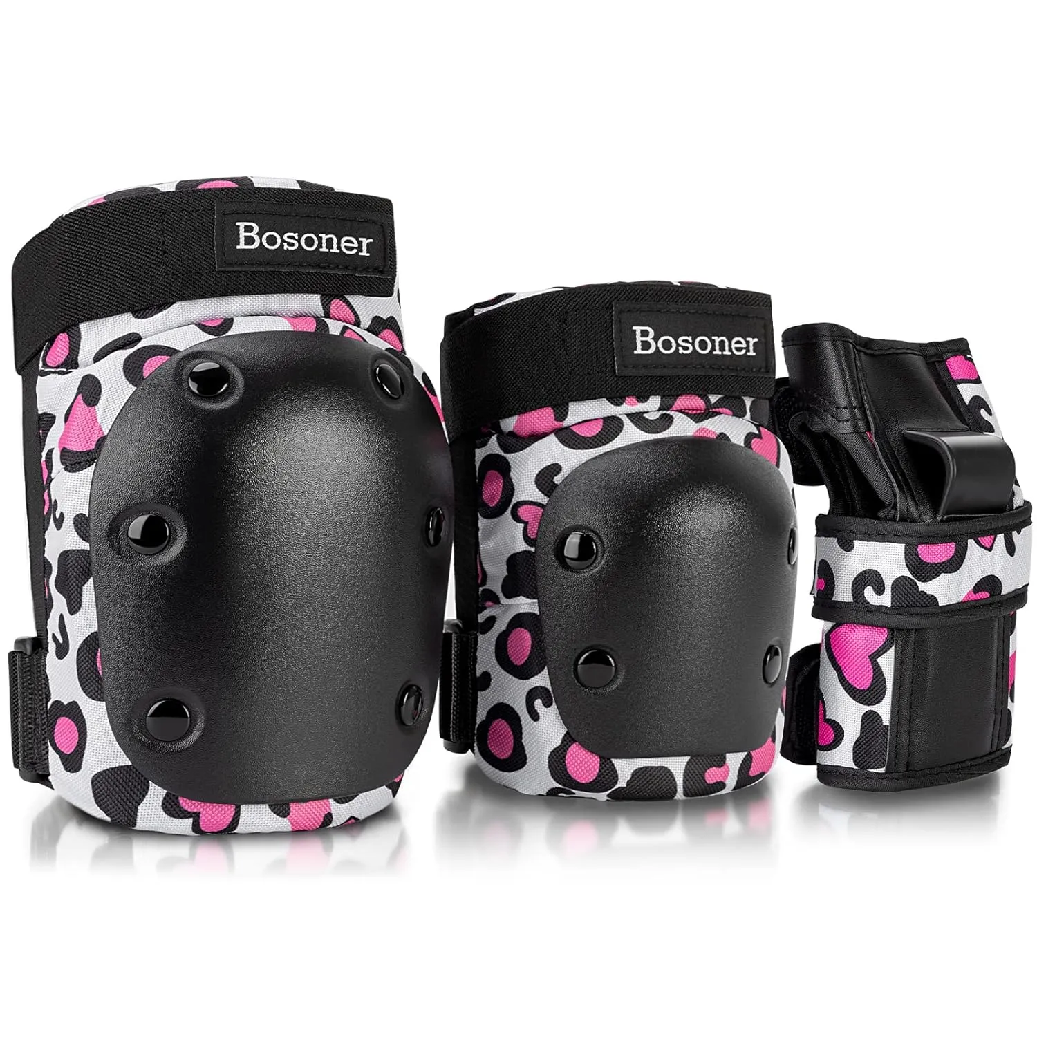 BOSONER Kids Knee and Elbow Pads, Knee And Elbow Pads for Children, Toddler Skateboard Pad for Roller Skates Cycling BMX Bike 6 In 1 Protective Gear Set for Biking Skates Skating
