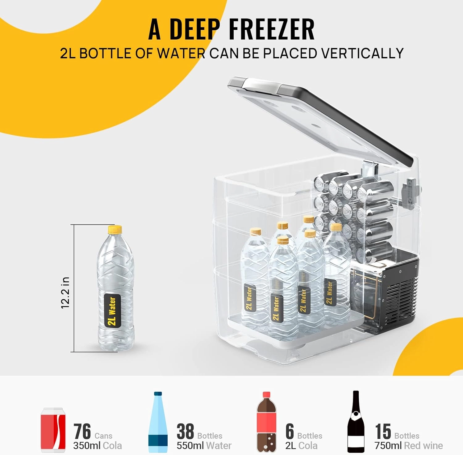 BougeRV 12V Portable Refrigerator Fridge Freezer Portable Car Fridge 53 Quart Electric Cooler12V/24V DC 110~240 V AC for RV Truck Jeep Pickup SUV Van Boat Camping Tailgating Road Trip Outdoor Travel