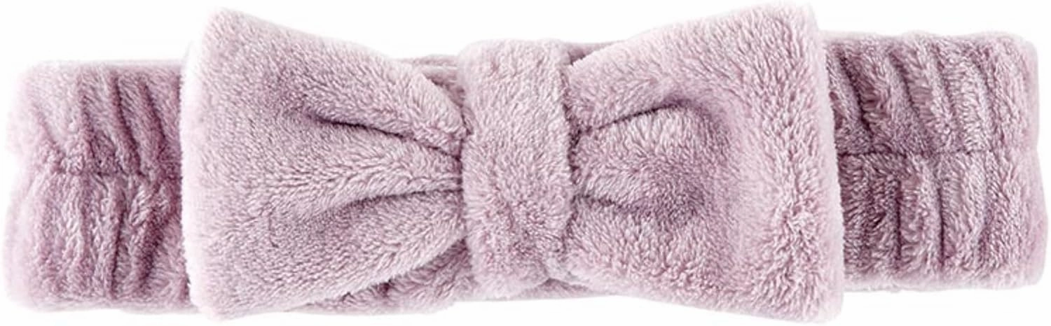 Bow Headbands for Skincare Ultra Soft Plush Luxury Spa Headband, One Size, Lilac Ash