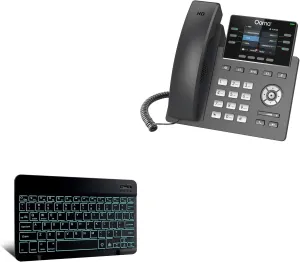BoxWave Keyboard Compatible with Ooma 2613 IP Phone - SlimKeys Bluetooth Keyboard - with Backlight, Portable Slim LED 7 Colors - Jet Black