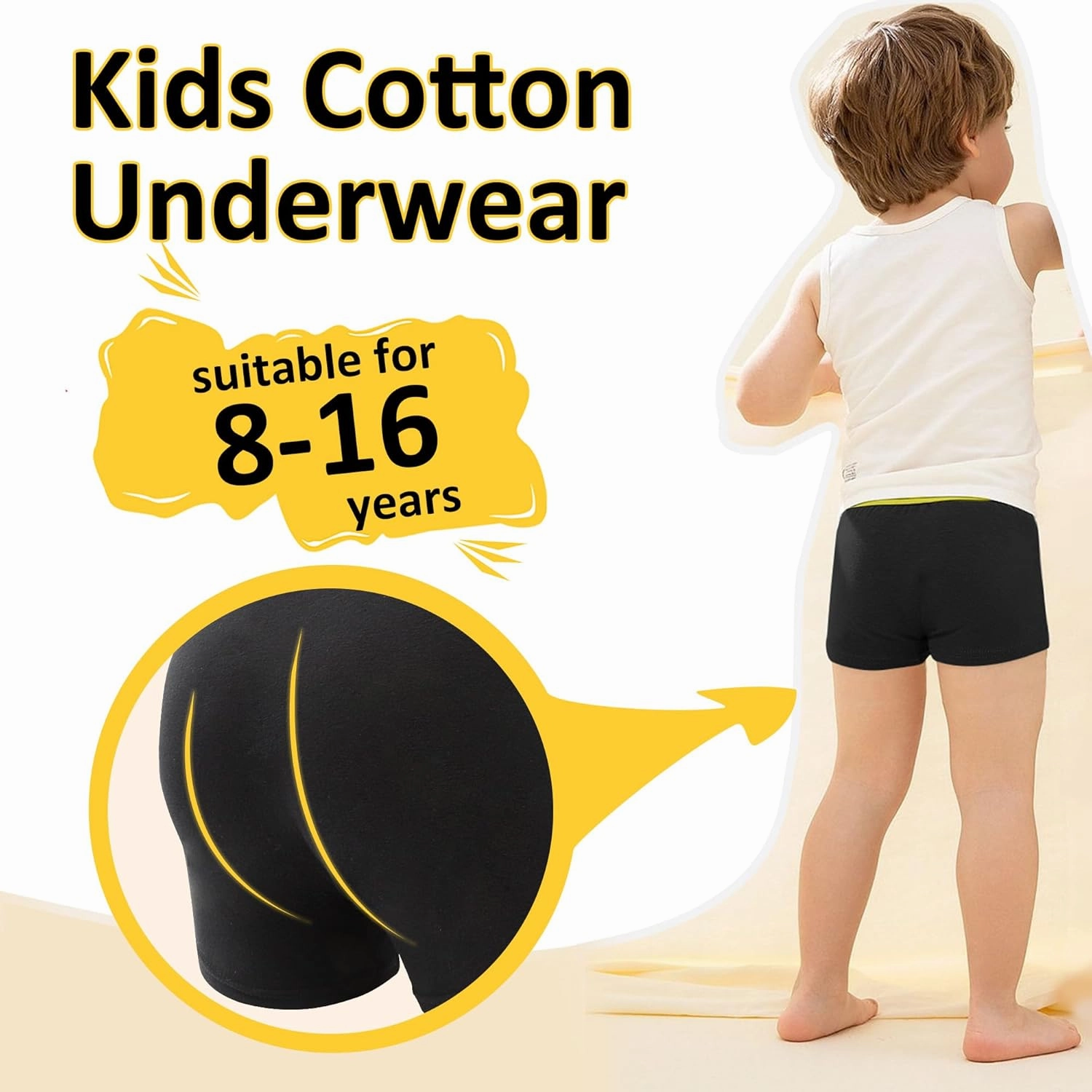 Boys' Boxer Briefs Shorts Kids Cotton Underwear Size 8 10 12 14 16,6-Pack Soft Waistband 8-16T 1603