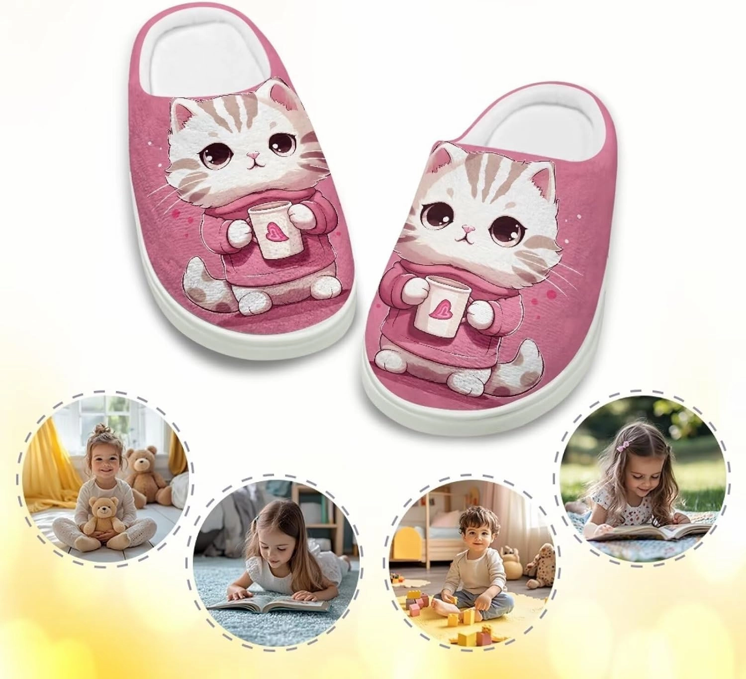 Boys Girls Cozy House Slippers Warm Plush Winter Cotton Shoes Breathable Kids Flannel Fuzzy Slippers Indoor Shoes Non Slip US 9-15