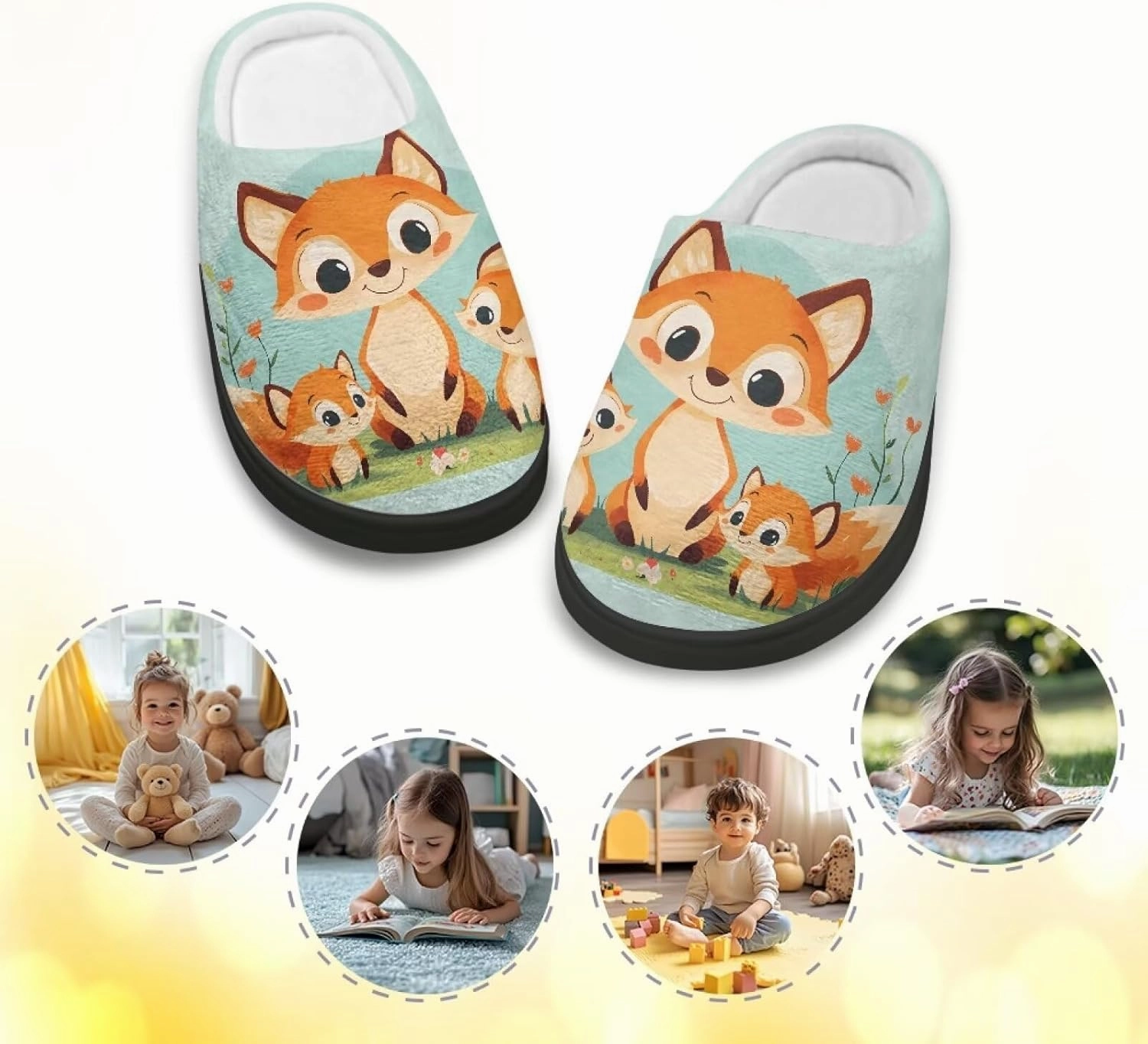 Boys Girls Slippers Kids Winter Soft Cotton Shoes Breathable Non Slip Plush Warm Slippers Fuzzy Indoor House Shoes US 9-15