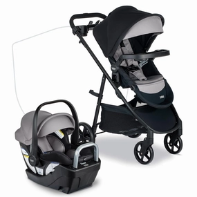Britax Willow Brook S  Baby Travel System, Infant Car Seat and Stroller Combo with Alpine Base, ClickTight Technology, SafeWash Insert and Cover, 1 Count, Graphite Onyx