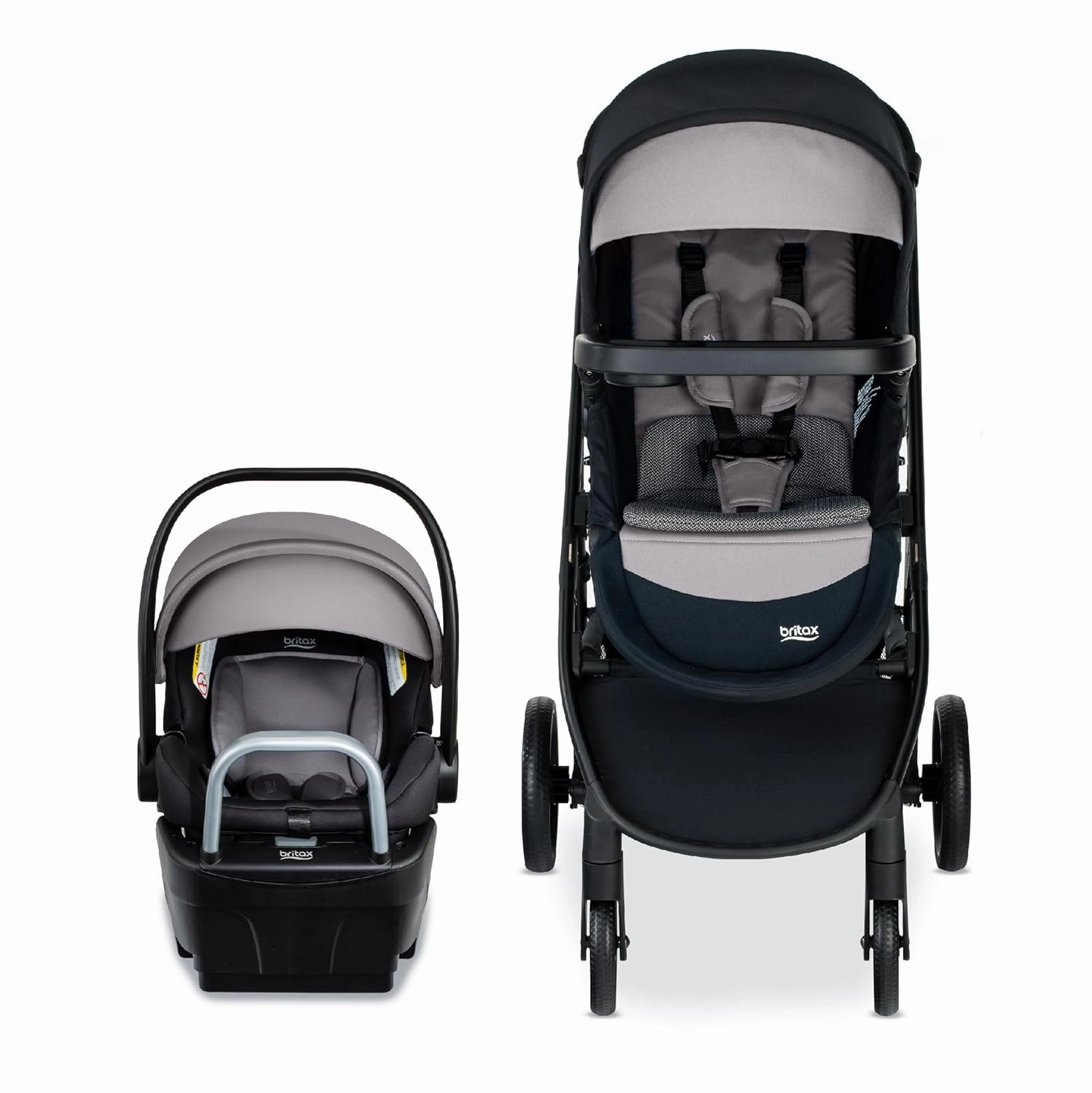 Britax Willow Brook S  Baby Travel System, Infant Car Seat and Stroller Combo with Alpine Base, ClickTight Technology, SafeWash Insert and Cover, 1 Count, Graphite Onyx