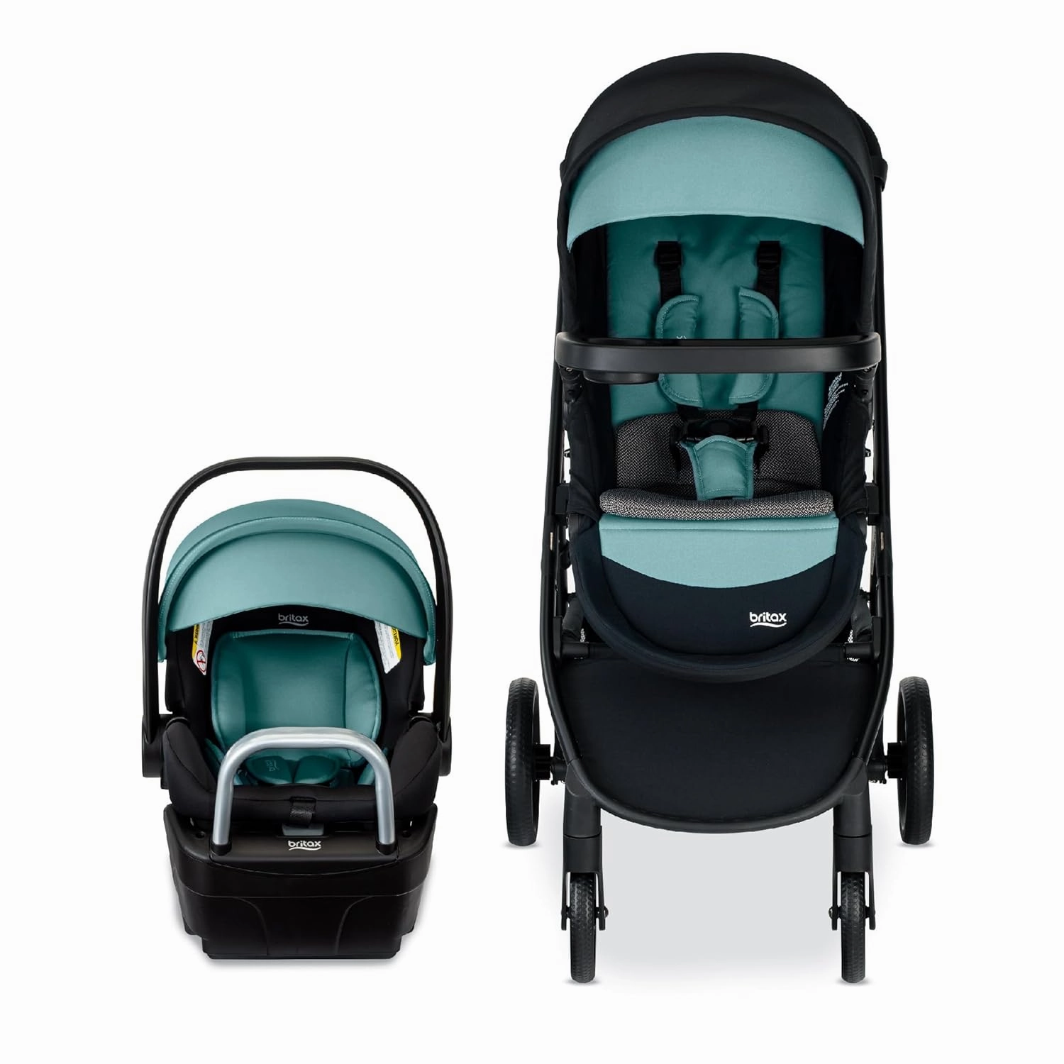 Britax Willow Brook S  Baby Travel System, Infant Car Seat and Stroller Combo with Alpine Base, ClickTight Technology, SafeWash Insert and Cover, Jade Onyx