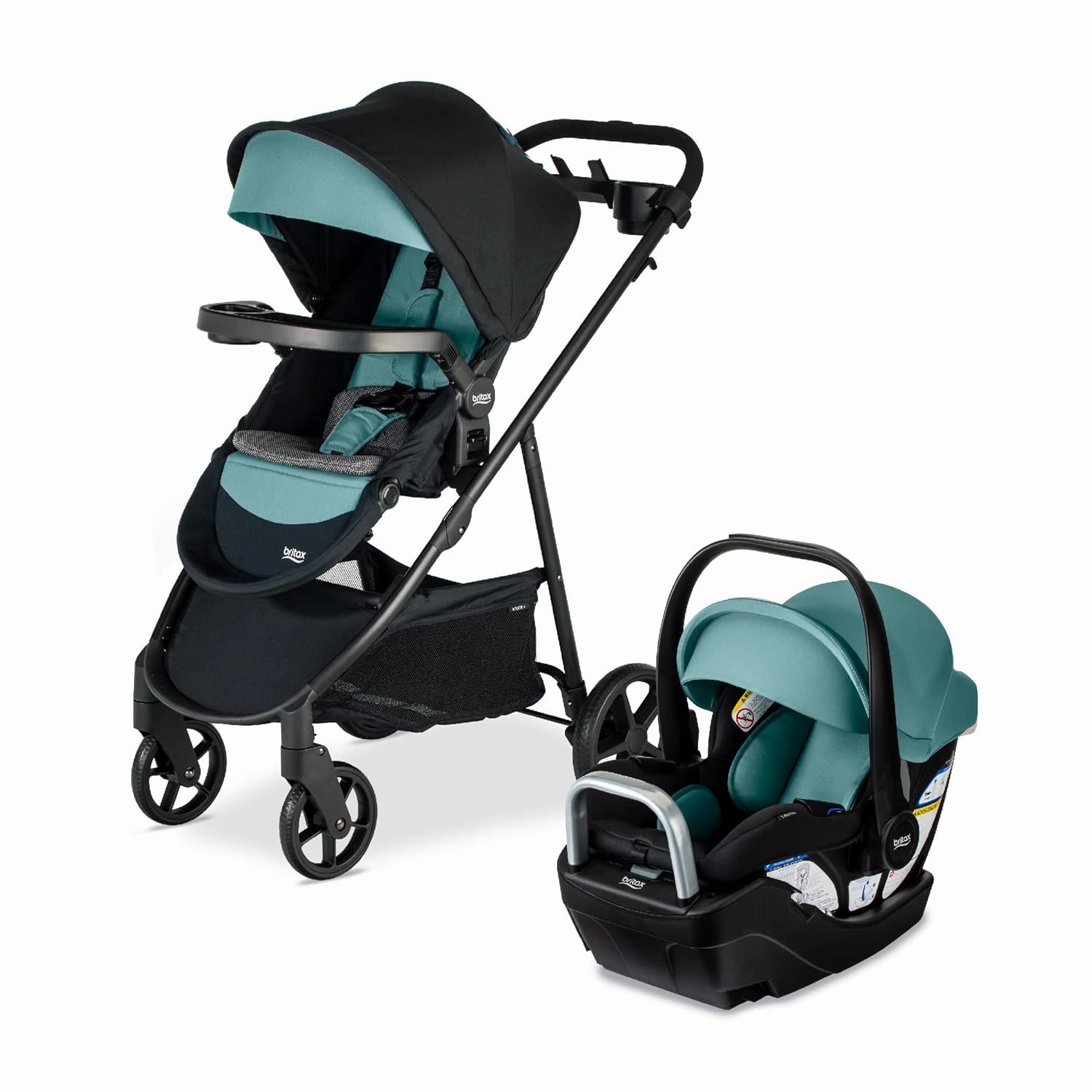 Britax Willow Brook S  Baby Travel System, Infant Car Seat and Stroller Combo with Alpine Base, ClickTight Technology, SafeWash Insert and Cover, Jade Onyx