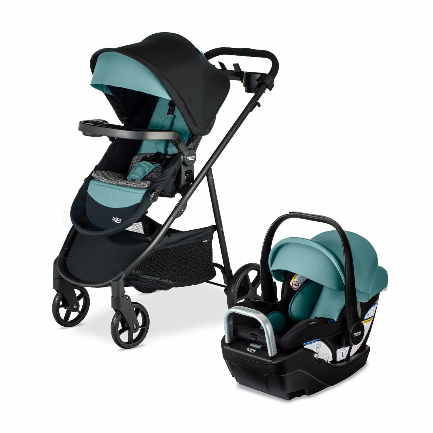 Britax Willow Brook S  Baby Travel System, Infant Car Seat and Stroller Combo with Alpine Base, ClickTight Technology, SafeWash Insert and Cover, Jade Onyx