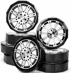 Bucherry 8 Pcs Race Car Party Decorations 12 Inch Large Wheels Shaped Boxes Decor Racing Car Birthday Decoration for Boys Birthday Baby Shower Party Supplies, Self-assembly Required