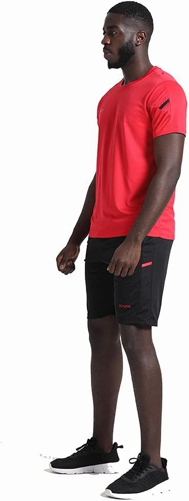 BUYJYA Men's Workout Clothes Athletic Shorts Shirt Set 3 Pack Basketball Football Training Running Gym Christmas gifts