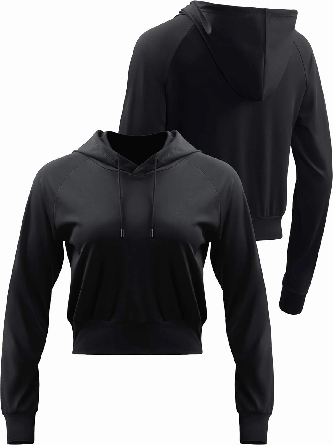 CADMUS Women's Workout Long Sleeve Shirts with Hoodie Sweatshirt Running Crop Top