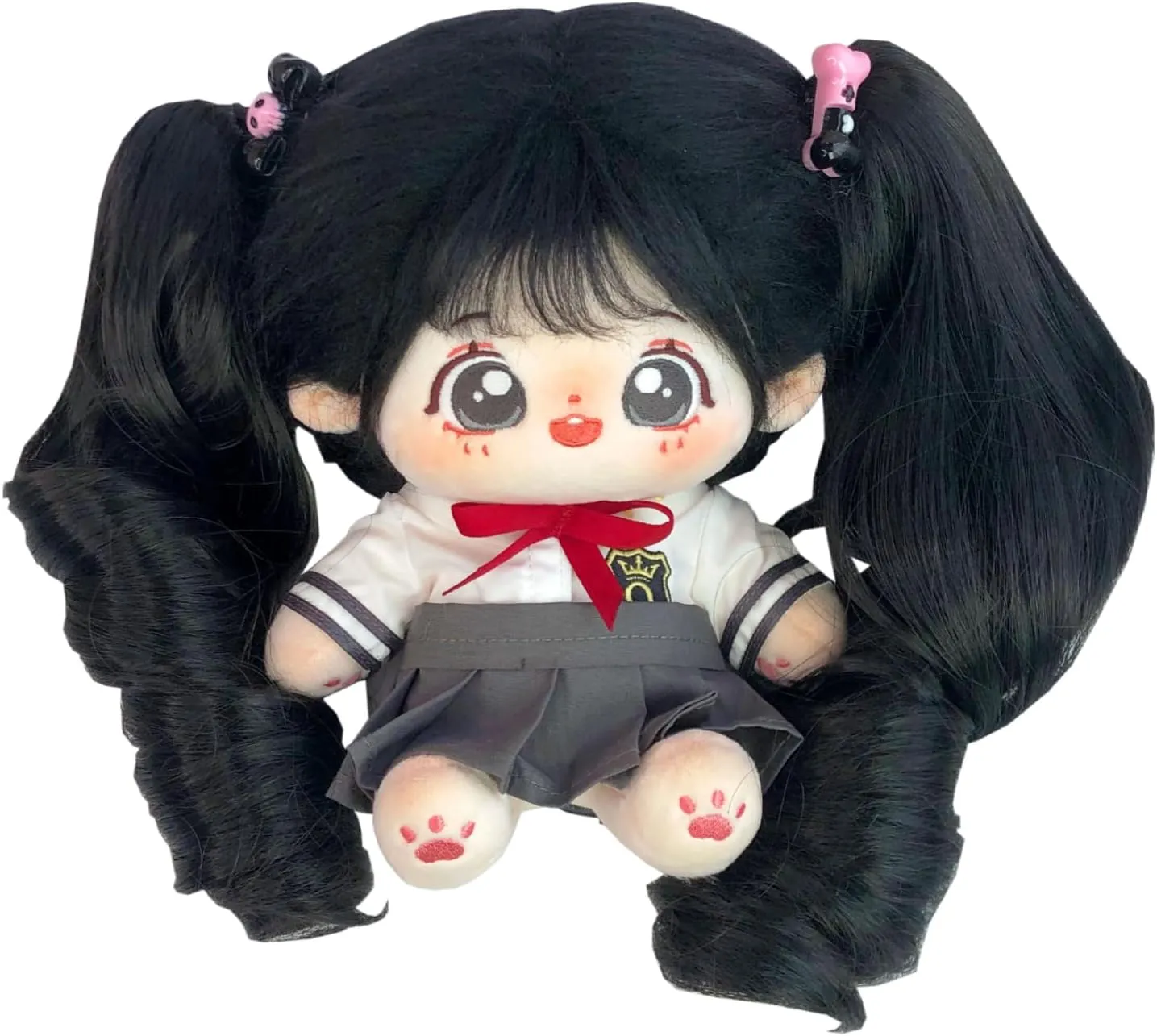 CALEMBOU Plush Doll, 20cm Cute Cotton Doll with Skeleton, Anime Plushies Soft Stuffed Dress Up Dolls, Kawaii Plush Toys Gift Come with Clothes (Doll&Clothes-XiaoWanzhi-B)