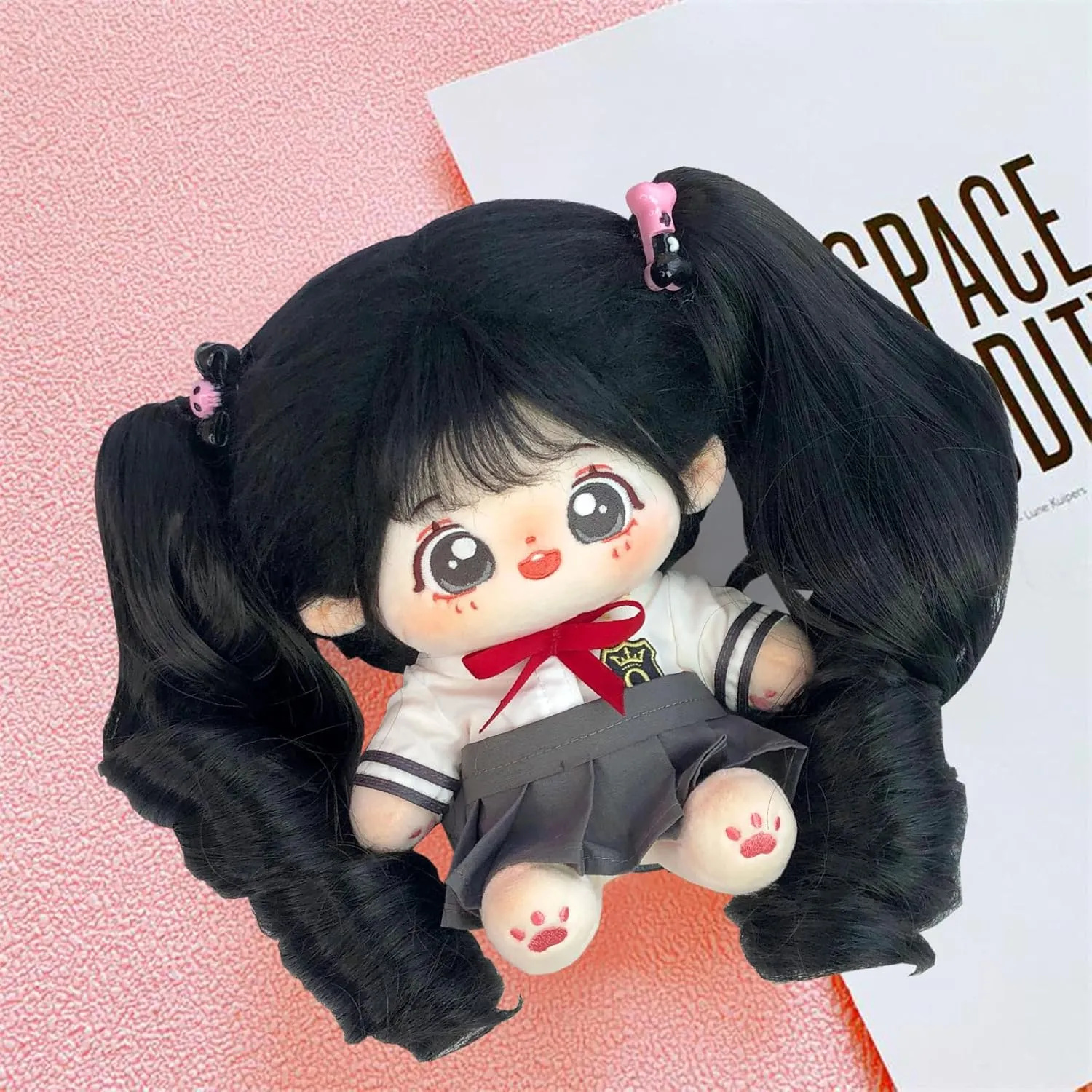 CALEMBOU Plush Doll, 20cm Cute Cotton Doll with Skeleton, Anime Plushies Soft Stuffed Dress Up Dolls, Kawaii Plush Toys Gift Come with Clothes (Doll&Clothes-XiaoWanzhi-B)