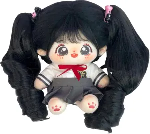CALEMBOU Plush Doll, 20cm Cute Cotton Doll with Skeleton, Anime Plushies Soft Stuffed Dress Up Dolls, Kawaii Plush Toys Gift Come with Clothes (Doll&Clothes-XiaoWanzhi-B)