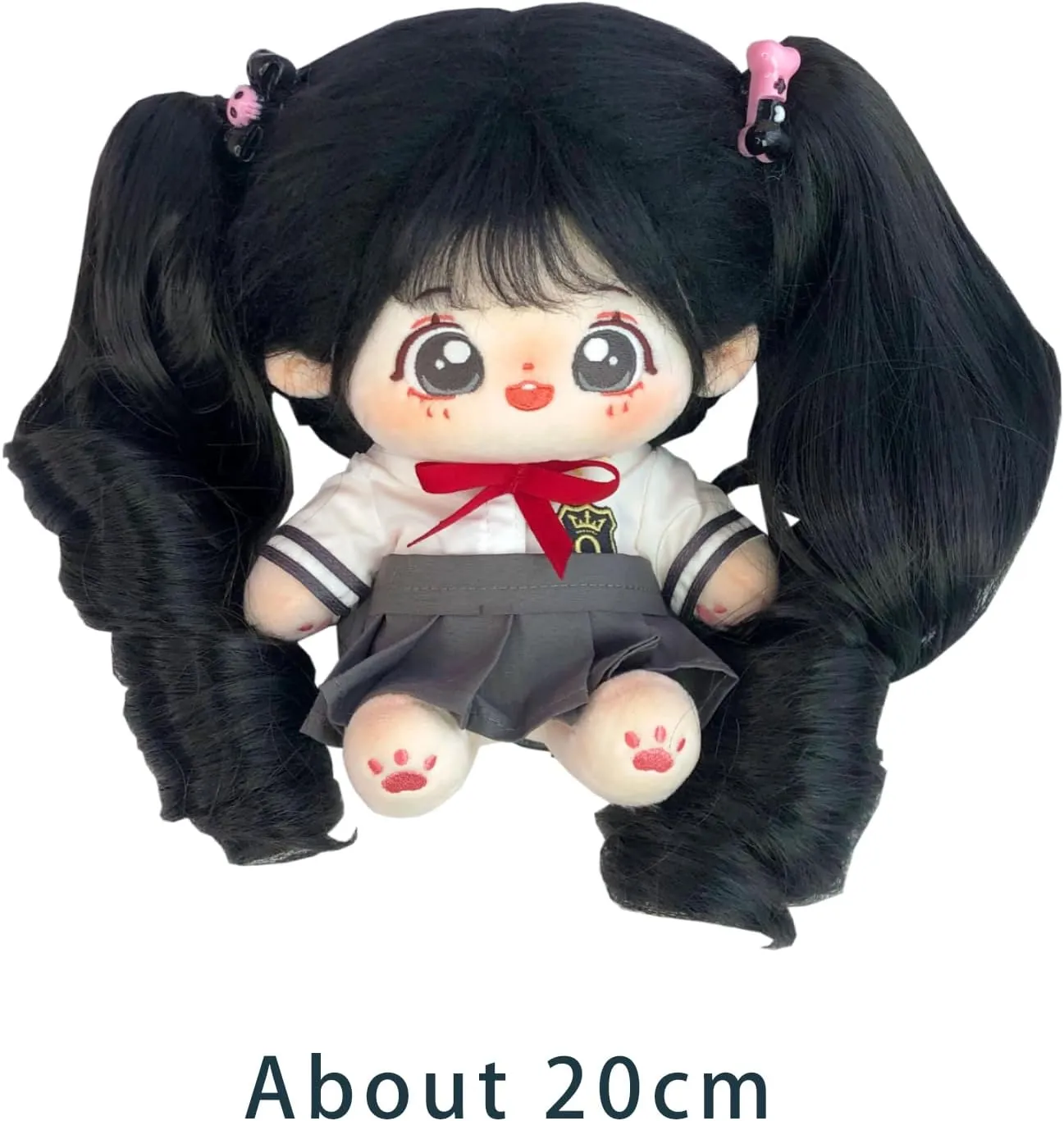 CALEMBOU Plush Doll, 20cm Cute Cotton Doll with Skeleton, Anime Plushies Soft Stuffed Dress Up Dolls, Kawaii Plush Toys Gift Come with Clothes (Doll&Clothes-XiaoWanzhi-B)