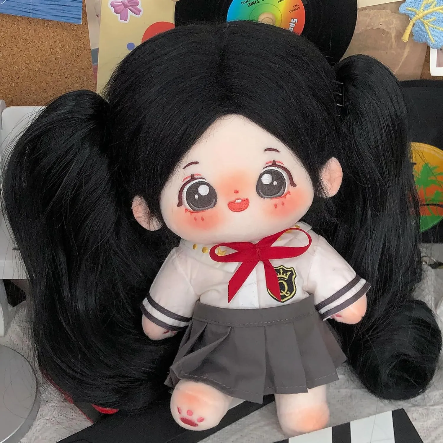 CALEMBOU Plush Doll, 20cm Cute Cotton Doll with Skeleton, Anime Plushies Soft Stuffed Dress Up Dolls, Kawaii Plush Toys Gift Come with Clothes (Doll&Clothes-XiaoWanzhi-B)
