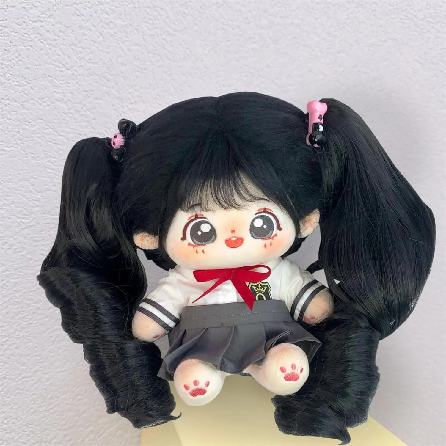CALEMBOU Plush Doll, 20cm Cute Cotton Doll with Skeleton, Anime Plushies Soft Stuffed Dress Up Dolls, Kawaii Plush Toys Gift Come with Clothes (Doll&Clothes-XiaoWanzhi-B)