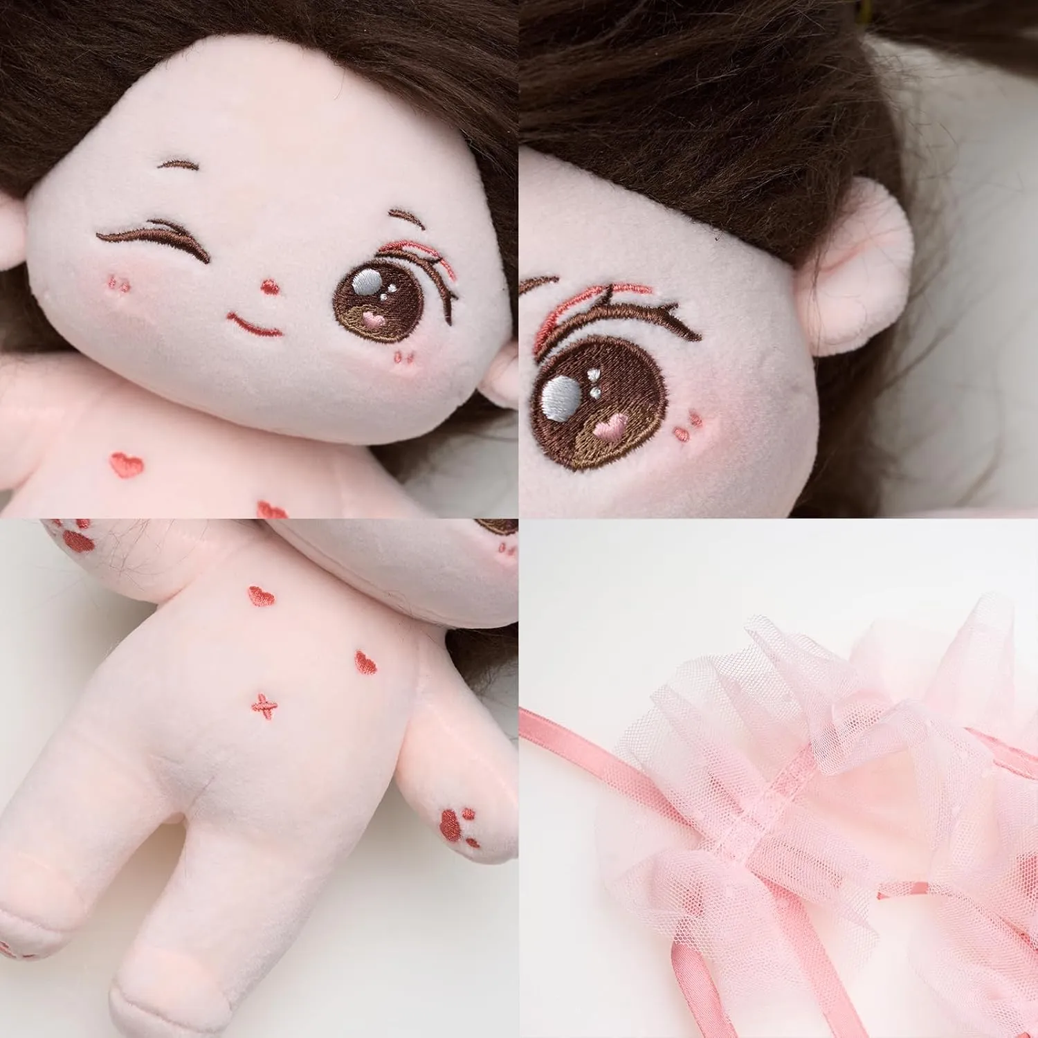 CALEMBOU Plush Doll, 20cm Cute Cotton Dolls with Skeleton, Anime Plushies Soft Stuffed Dress Up Doll, Kawaii Plush Toys Rag Dolls with Clothes Birthday Gift for Girls (Doll&Clothes-Winkii)