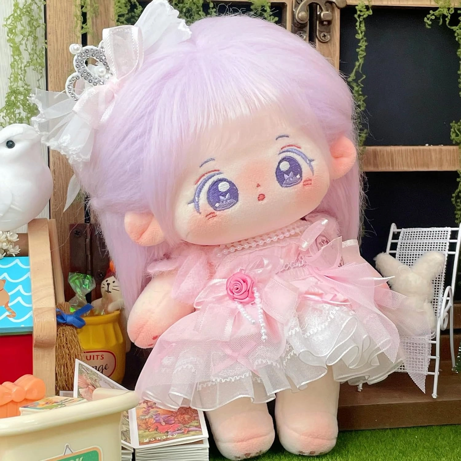 CALEMBOU 20cm Cute Cotton Doll With Skeleton, Anime Plushies Soft Stuffed Dress Up Toy, Kawaii Plush Gift With Clothes (Xingfu-B)