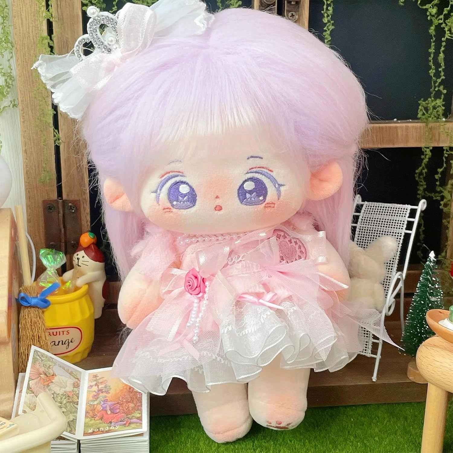 CALEMBOU 20cm Cute Cotton Doll With Skeleton, Anime Plushies Soft Stuffed Dress Up Toy, Kawaii Plush Gift With Clothes (Xingfu-B)