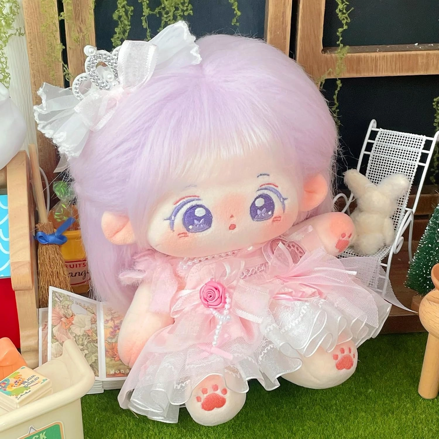 CALEMBOU 20cm Cute Cotton Doll With Skeleton, Anime Plushies Soft Stuffed Dress Up Toy, Kawaii Plush Gift With Clothes (Xingfu-B)