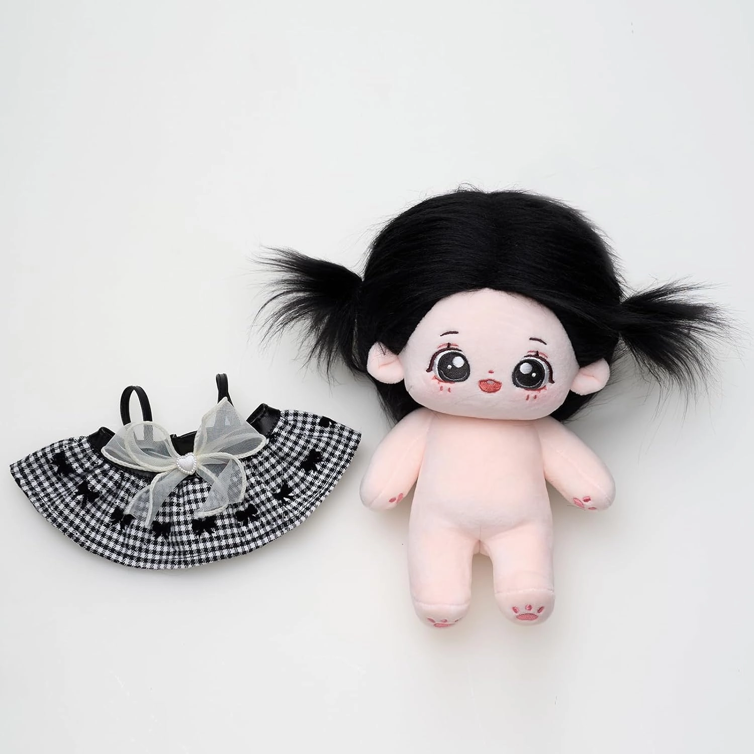 CALEMBOU Plush Doll, 20cm Cotton Doll with Skeleton, Cute Anime Plushies Soft Stuffed Dress Up Doll, Kawaii Plush Toys Rag Dolls with Clothes Gift for Girls(Doll&Clothes-XiaoWanzhi-A)